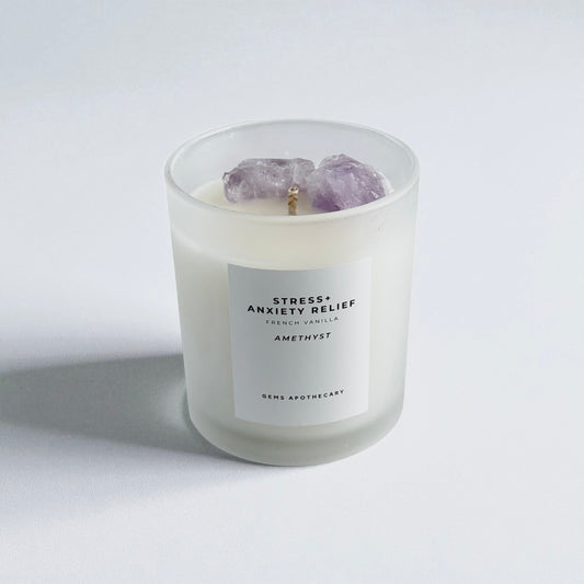 Stress + Anxiety Relief | Amethyst Crystal Candle